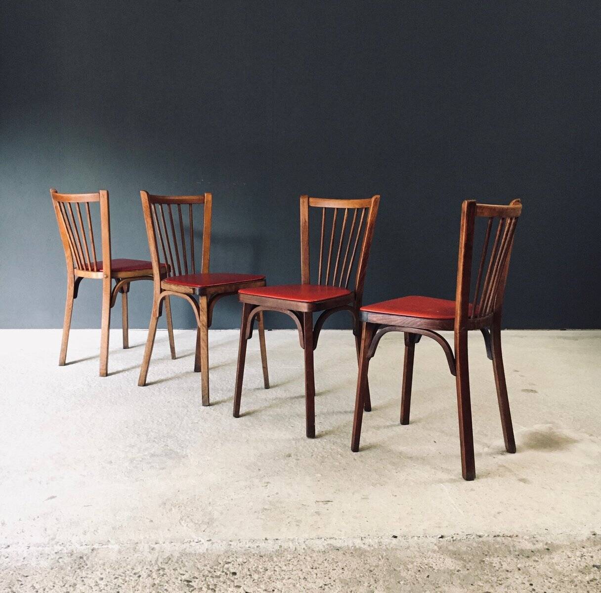 French Reconstruction Bistro Chairs from Baumann, 1950s, Set of 8