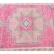 Vintage Pink Geometric Turkish Hand-Knotted Runner 92x342