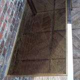 Table de salon en chrome, laiton et verre