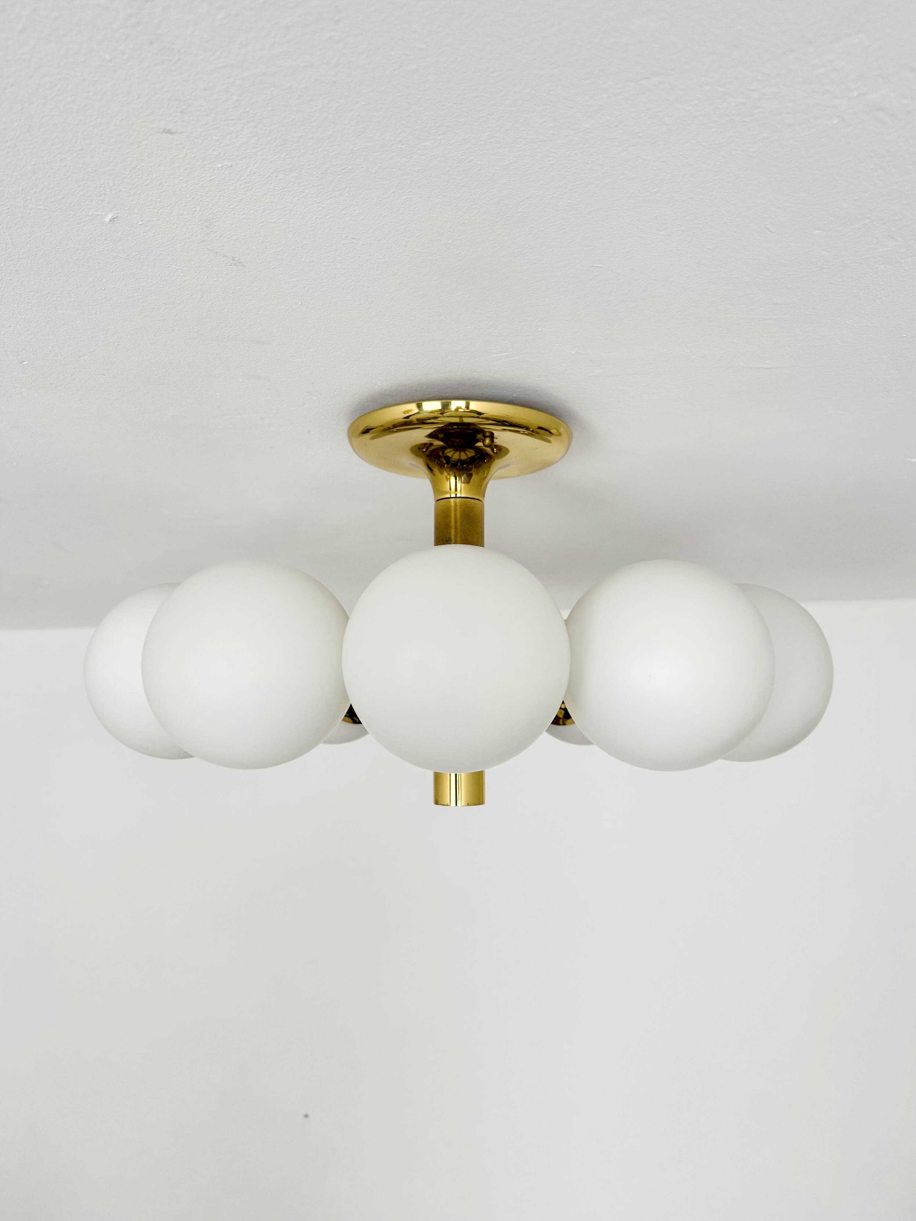 1 of 2 Brass Sputnik Flush Lamps by Kaiser Leuchten