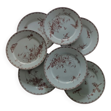 7 assiettes plates en faïence terre de fer Sarreguemines U&C « Carmen »