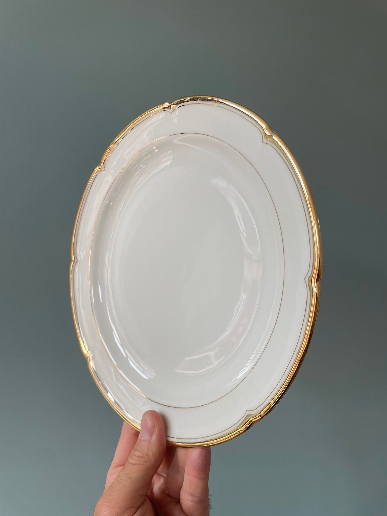 Series of 10 antique flat plates in Limoges porcelain