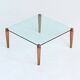 Table basse carrée Peter Ghyczy en laiton et verre, Pays-Bas, 1970