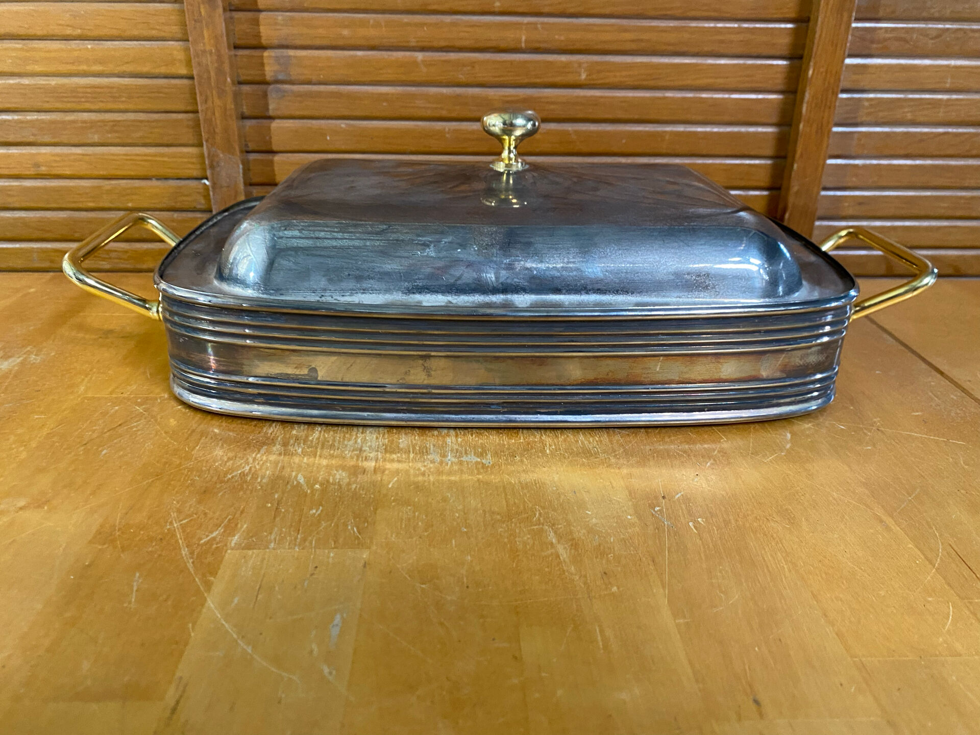 Antique Serving Dish 2R Silverplate Silver + Gold Medicine
