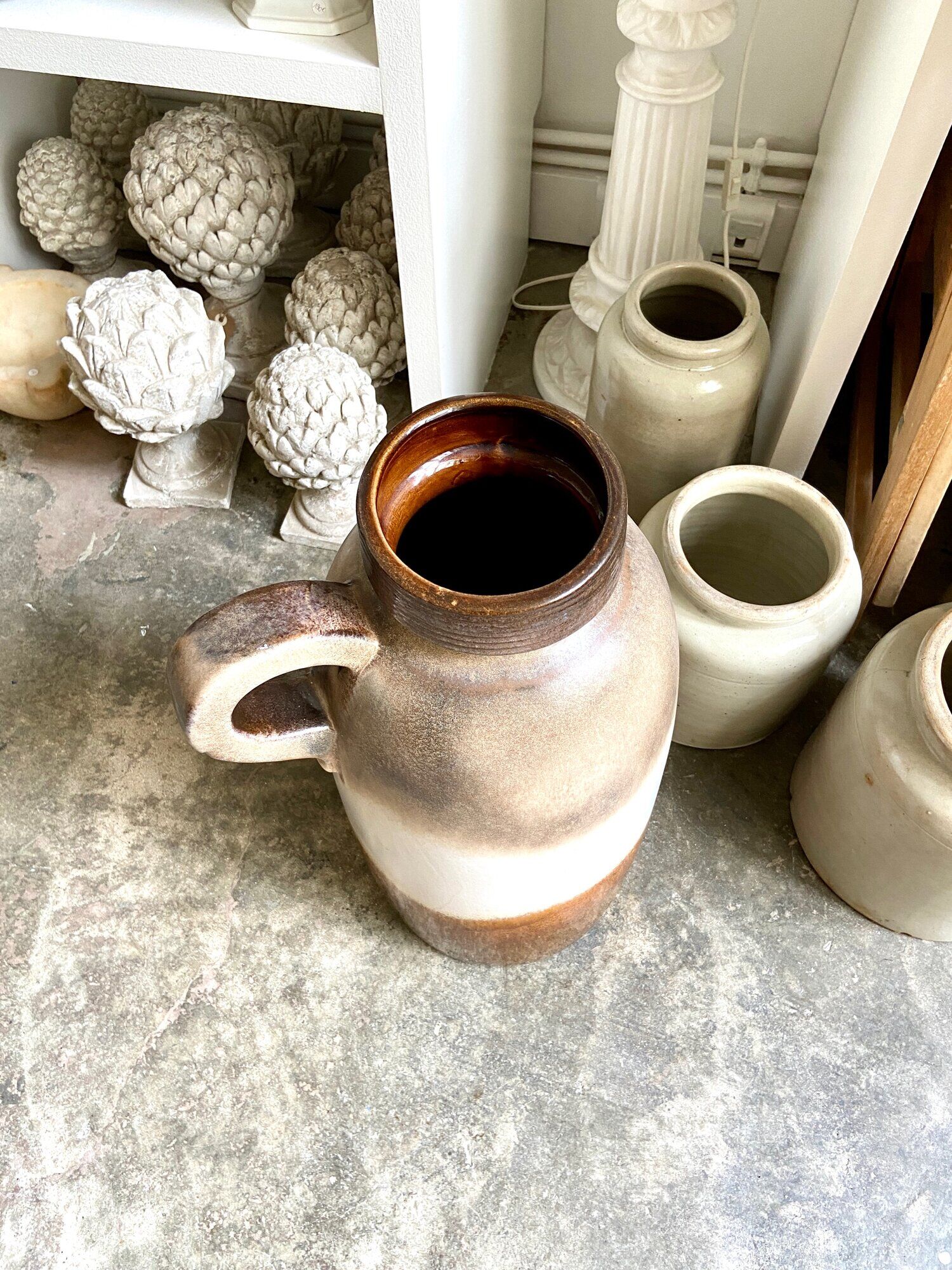 W. Germany vase in brown and beige glazed ceramic