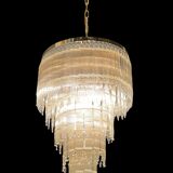 Mid-century italian brass acrylic chandelier lamp