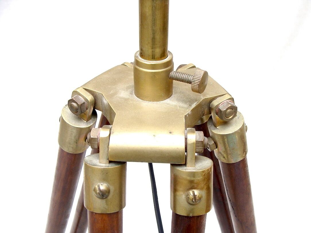 Wooden and brass tripod lamppost