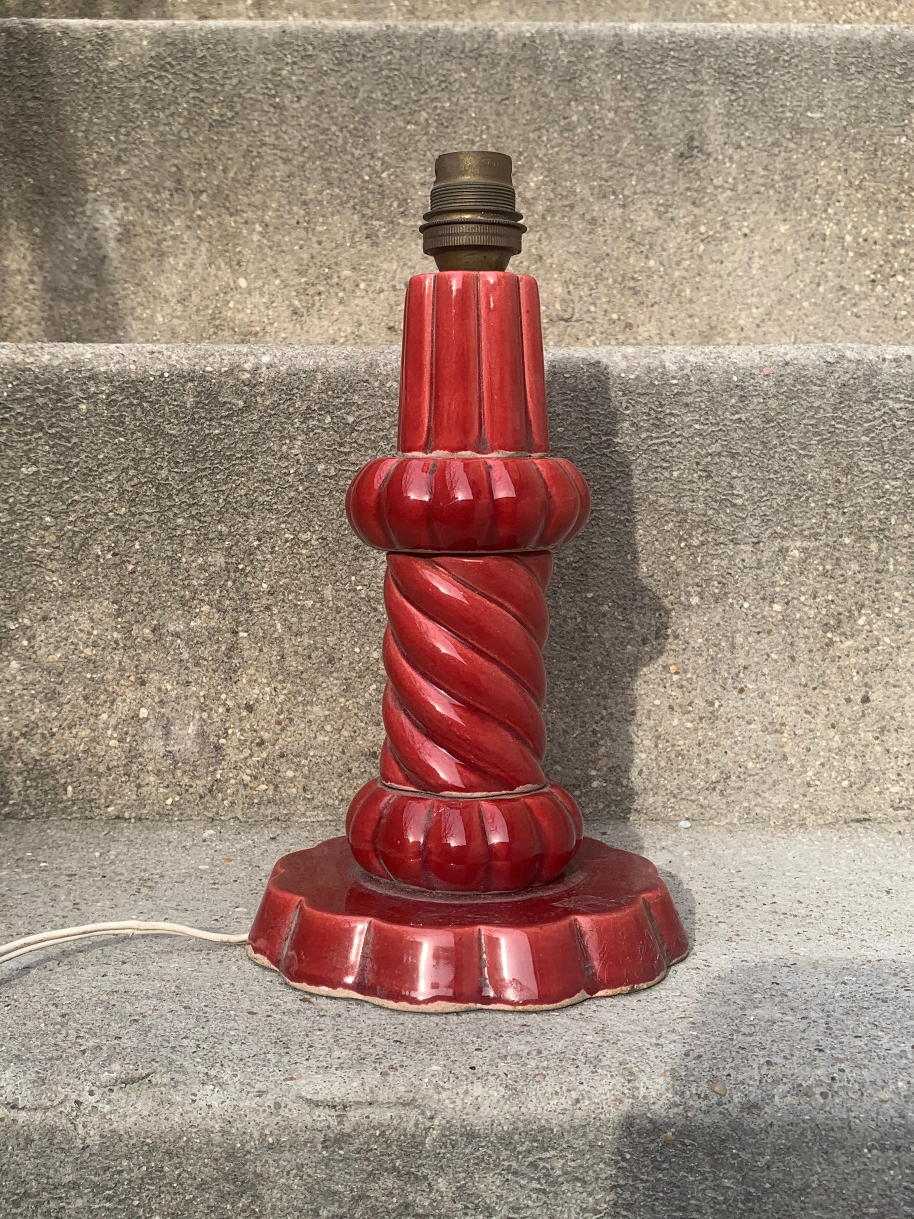 Small red ceramic lamp