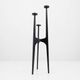 Large brutalist tripod chandelier in hammered wrought iron – Europe, circa 196