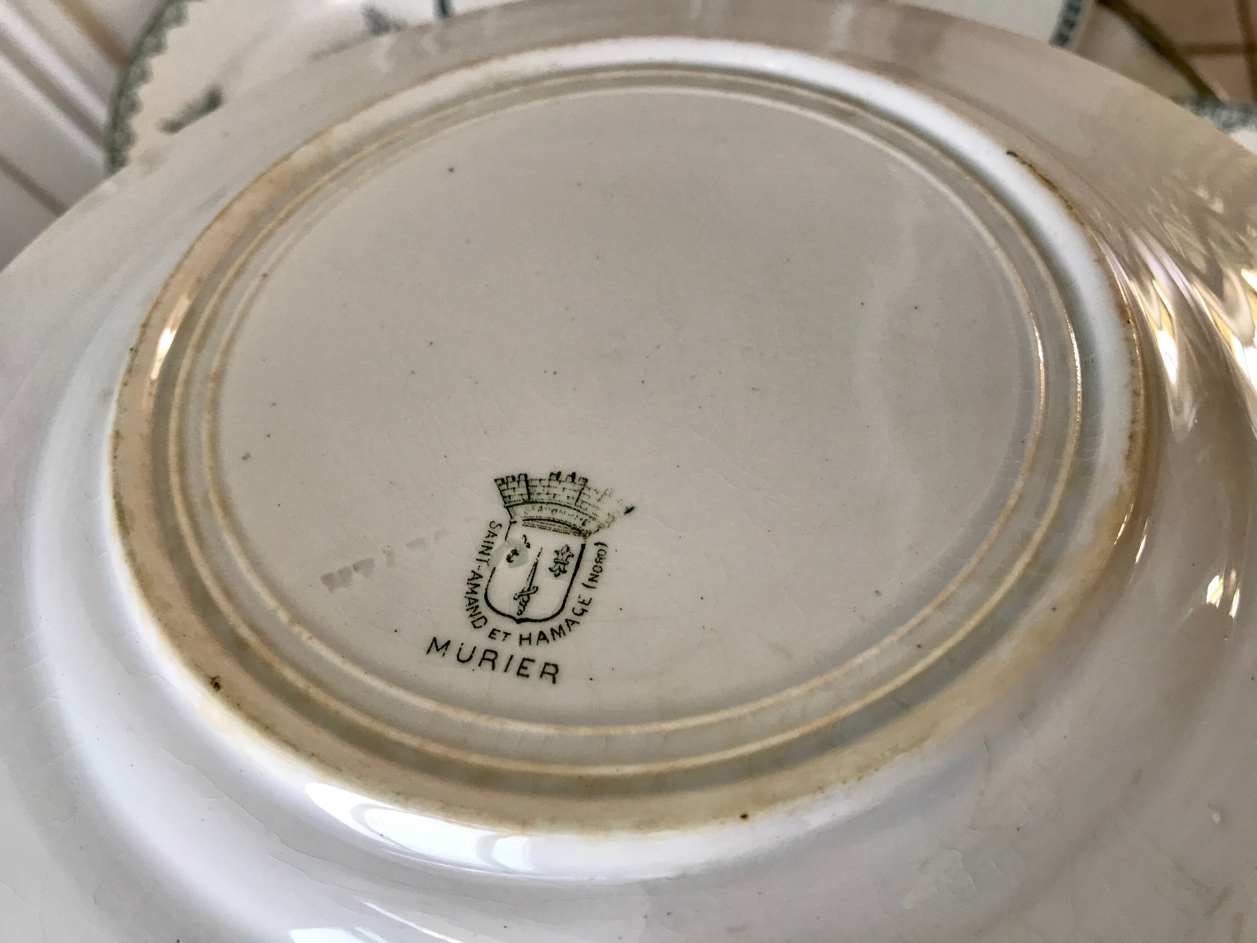 Set of 6 flat plates Terre de Fer late nineteenth