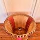 Grand abat-jour en peau et velours vintage