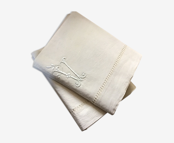 Pair of antique sheets marked "CV"