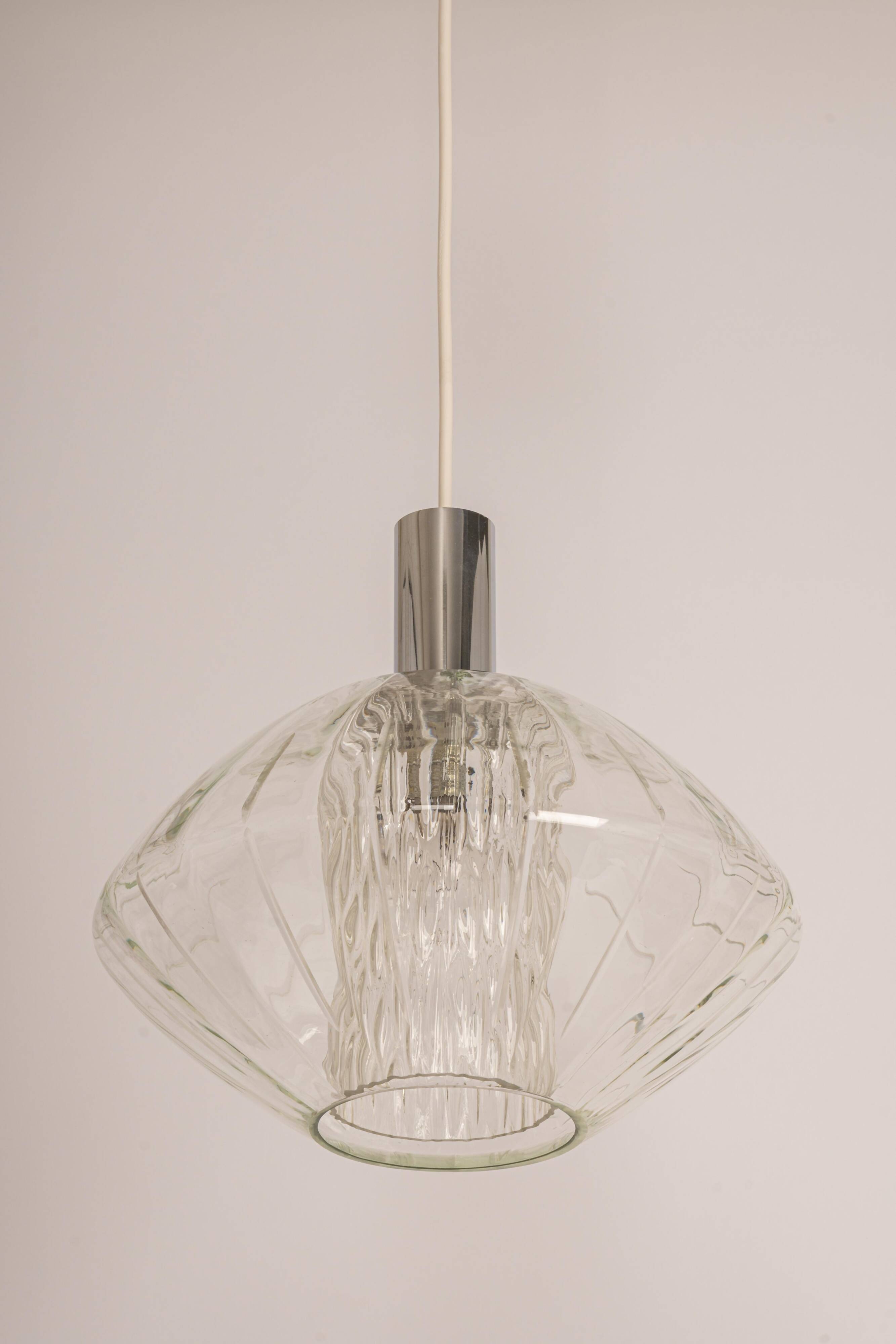 Large glass tulip-shaped pendant light by Cosack, Germany, 1970s.