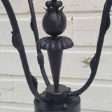 Black wrought iron floor lamp attributed to Gilbert Poillerat