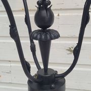Black wrought iron floor lamp attributed to Gilbert Poillerat