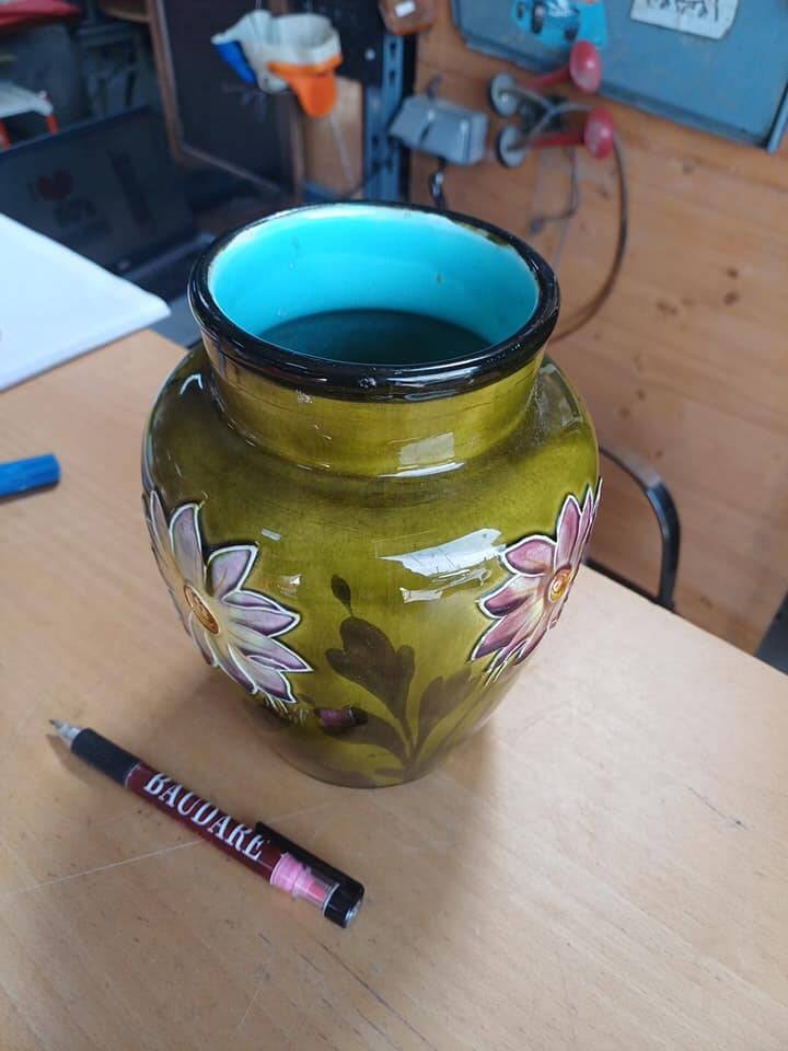 Art Nouveau floral slip vase