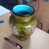 Vase barbotine fleuri art nouveau