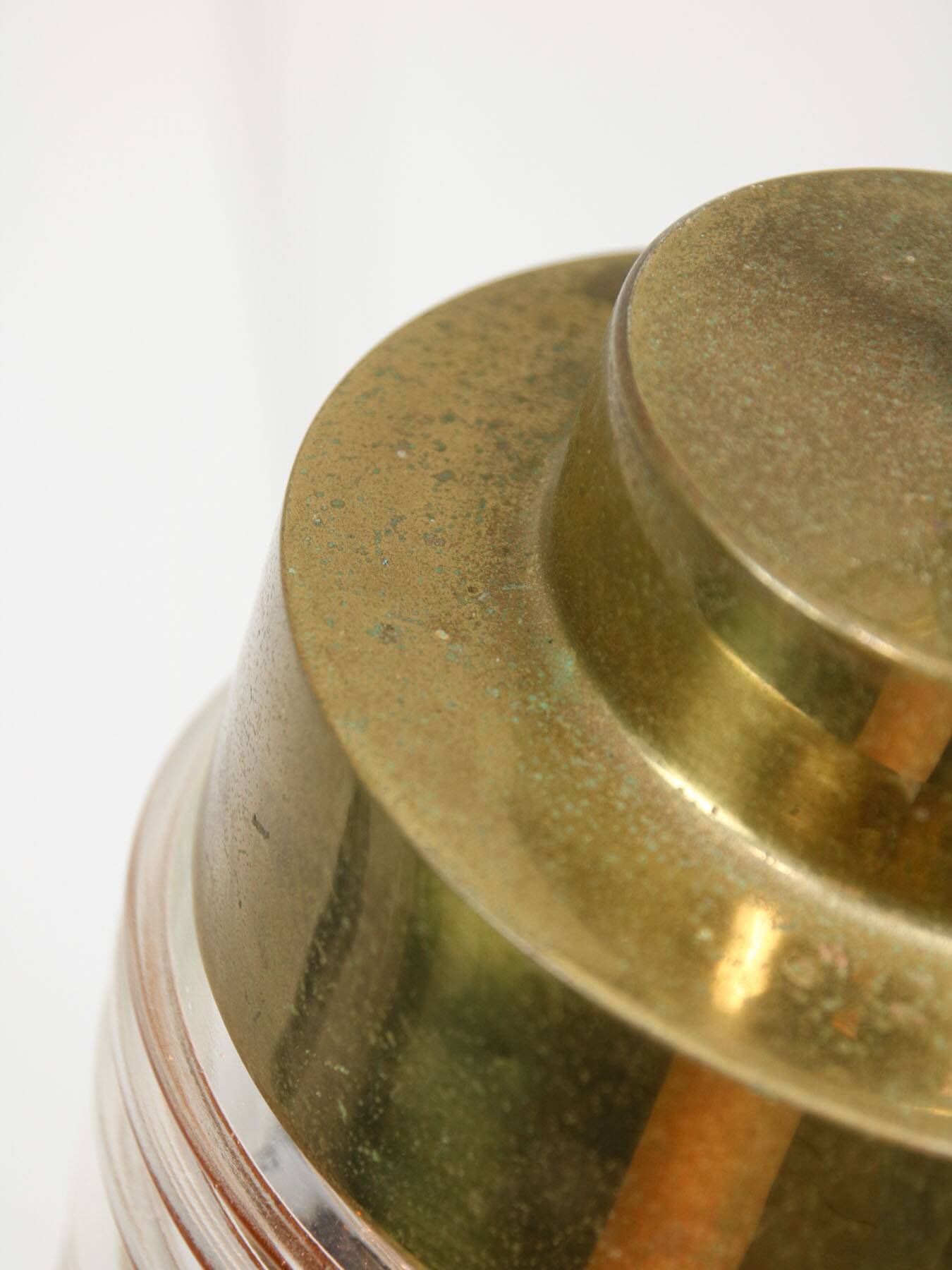 Vintage Italian Brass and Glass Lantern Pendant Lamp, 60s