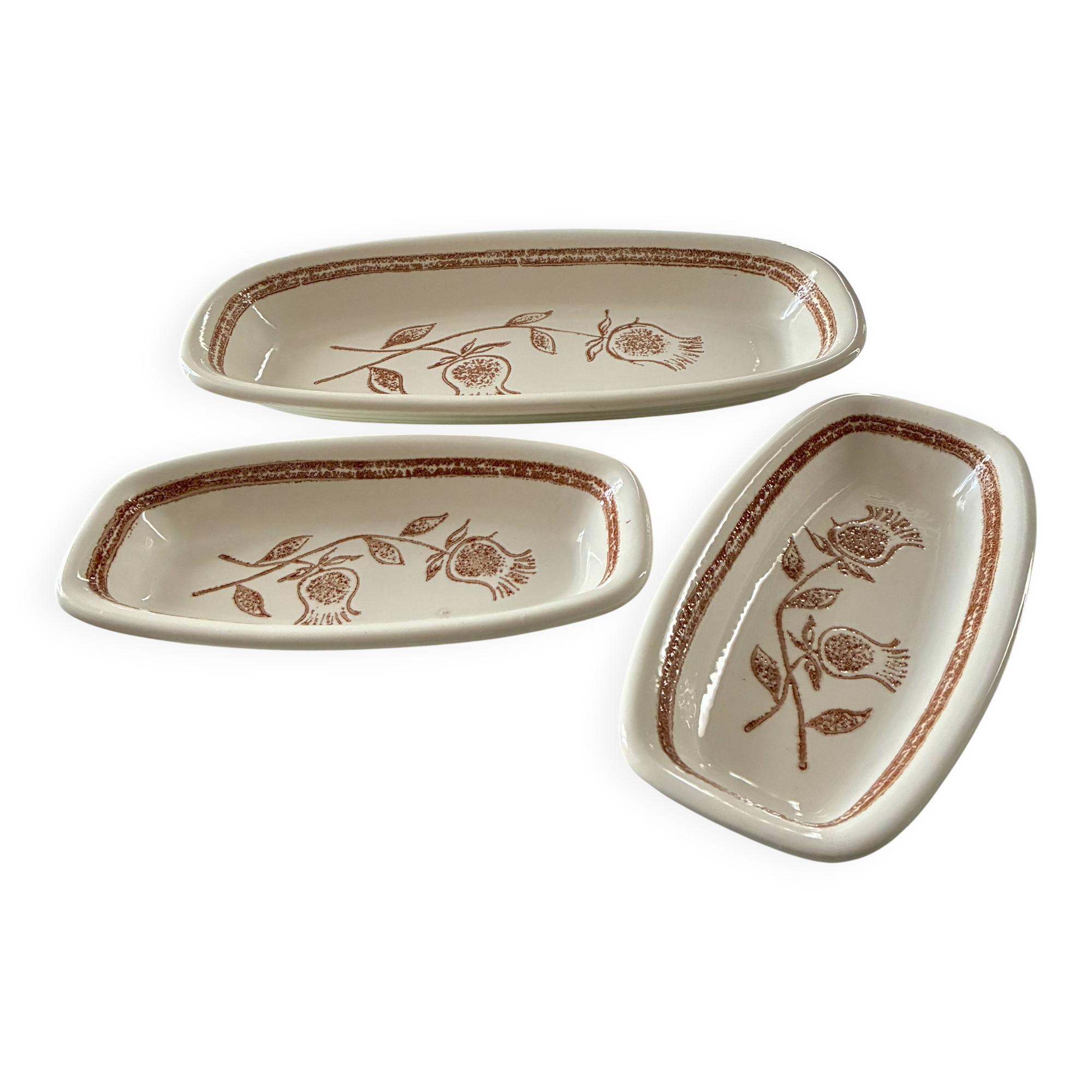 Lot 3 plats céramique vintage chardons