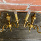 Pair of Double Wall Lights in Antique Louis XV Style, Gilded Bronze Vintage #D67