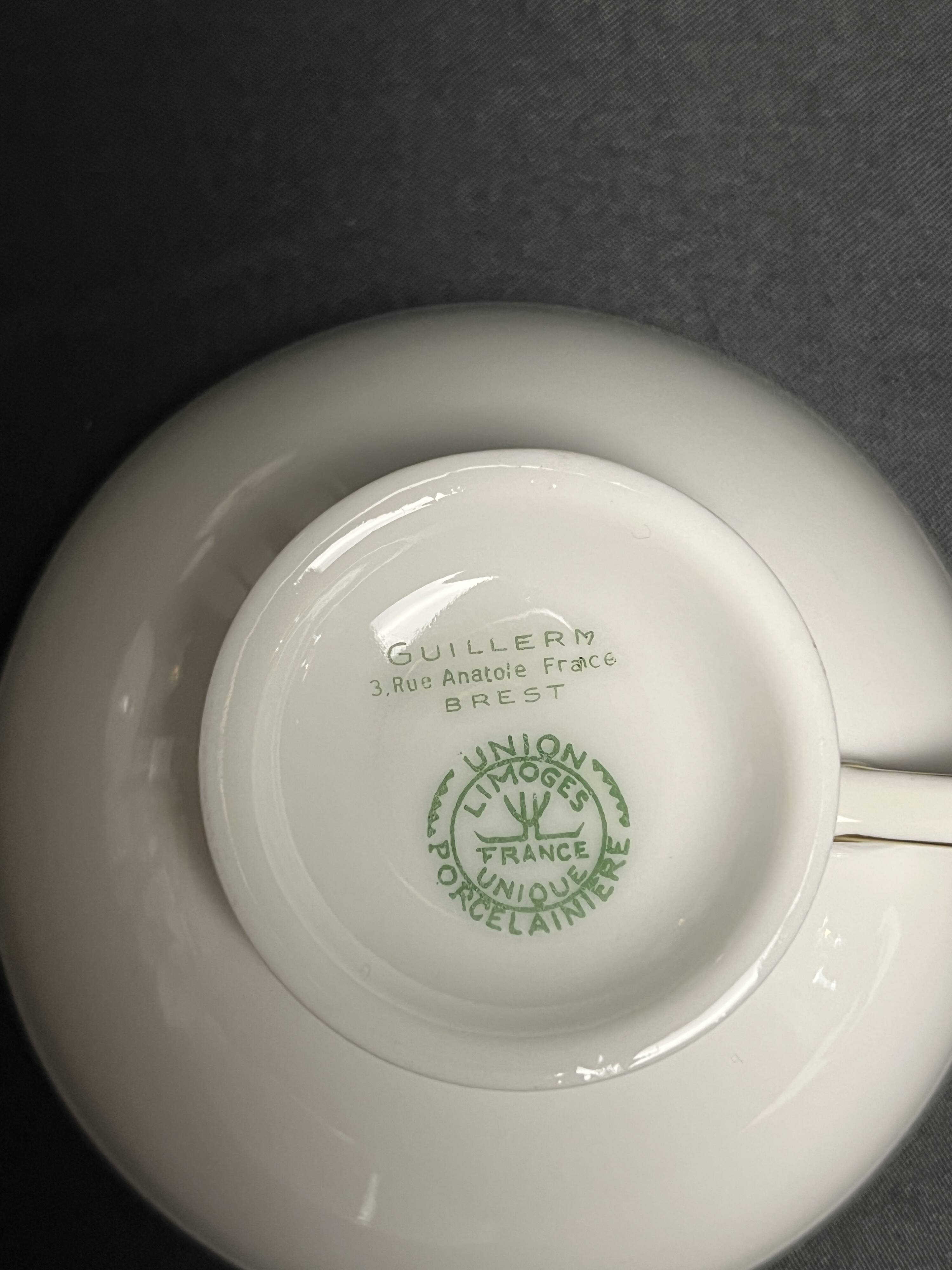 Art Deco, 9-piece Limoges porcelain coffee service circa 1930