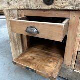 Early 20th century workbench transformed into a TV cabinet