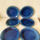 6 assiettes en grès émaillé – bleu cobalt & turquoise