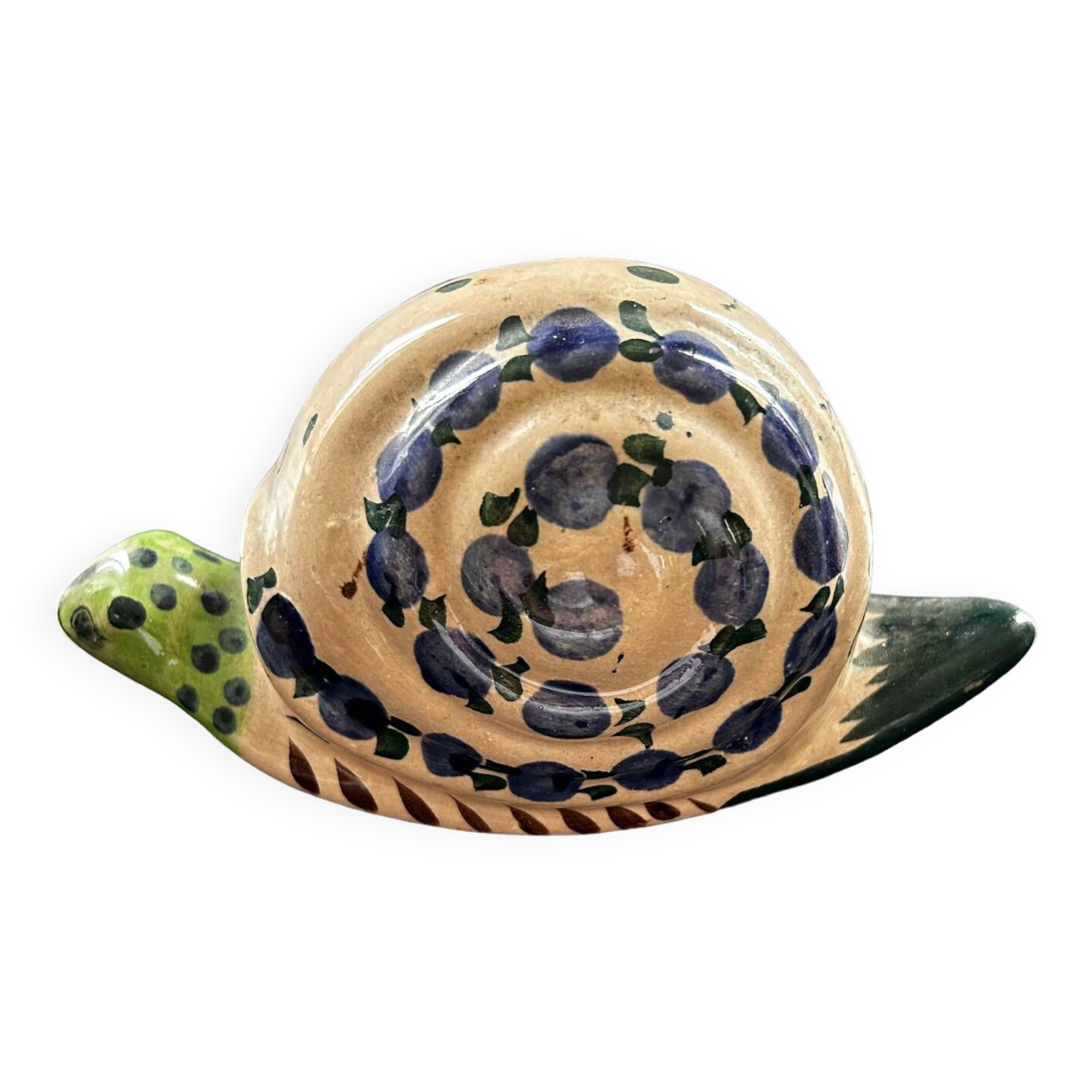 Painted stoneware snail