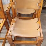 Set of 4 wooden chairs and leather house Regain – 70s