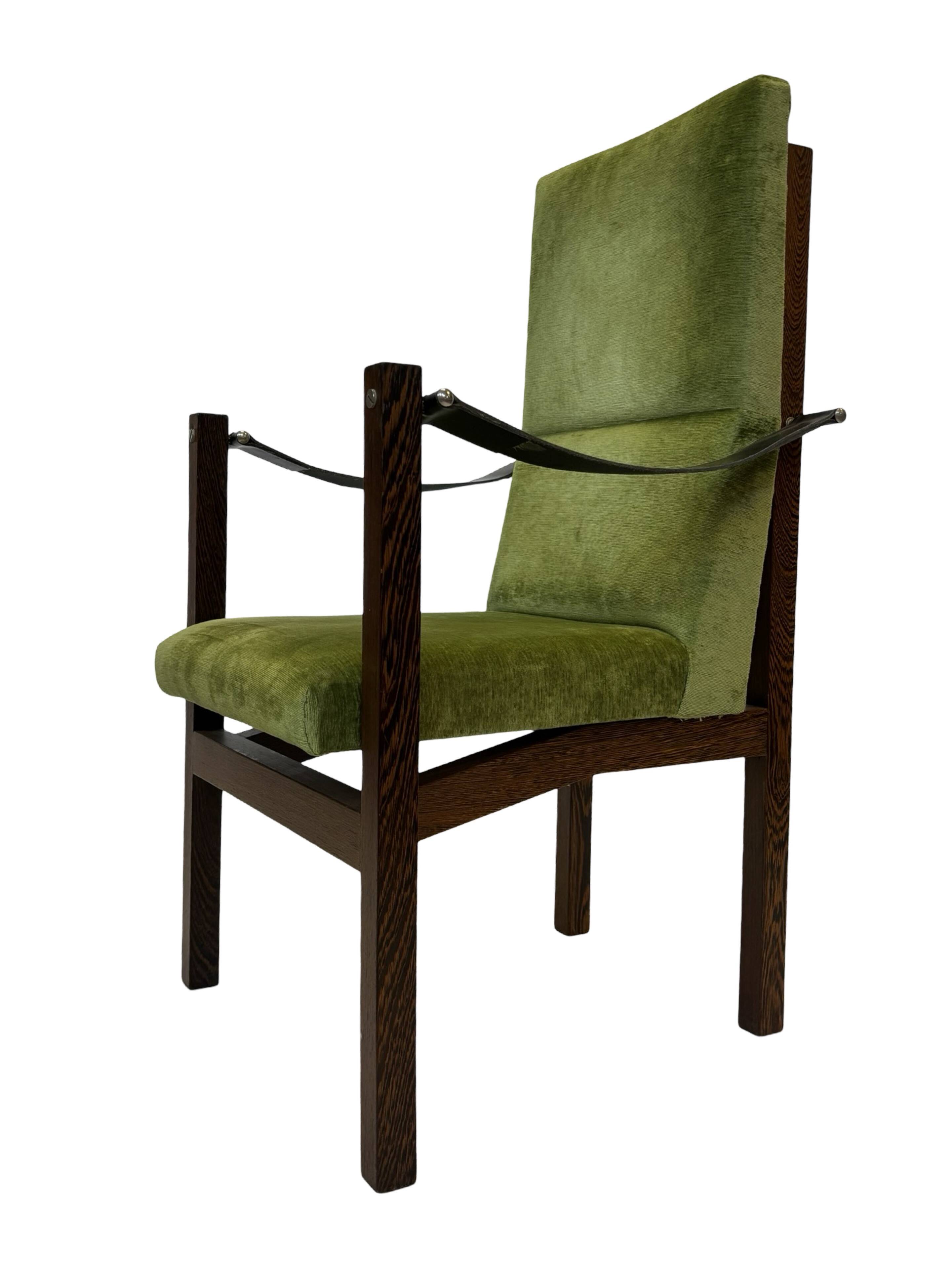 Vintage armchair solid wenge design 60s leather armrests design