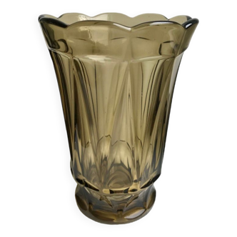 Vase en verre fumé années 70