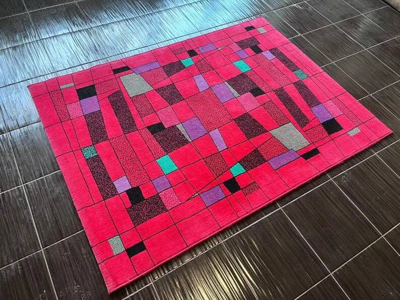 1980s small design geometric Abstract Rug/carpet, Czechoslovakia