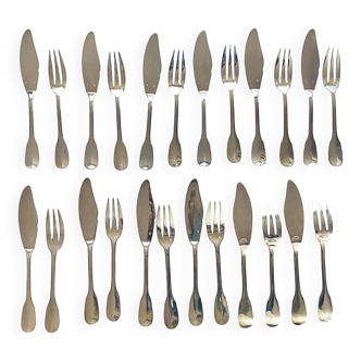 12 couverts à poissons argent massif