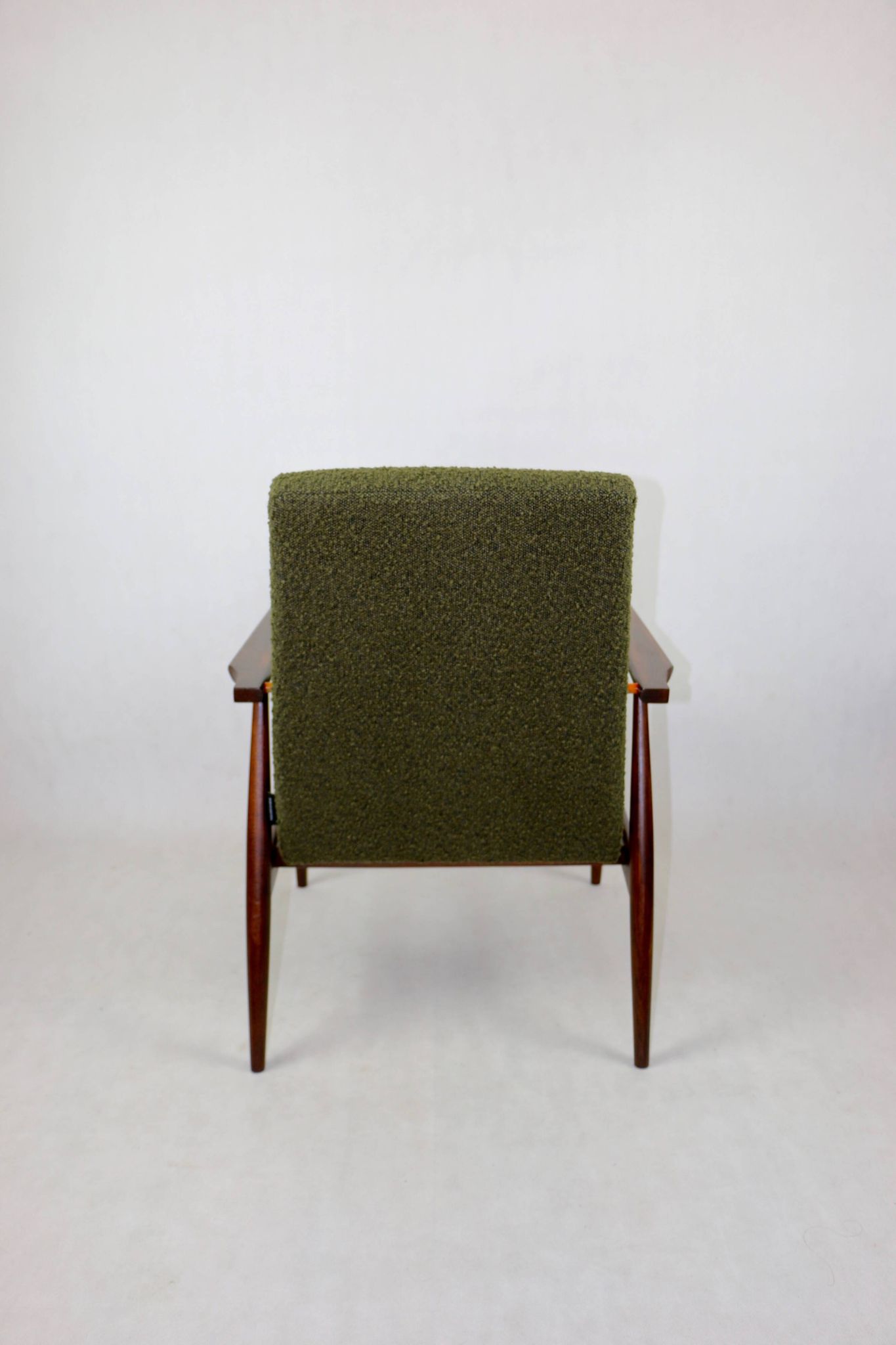 Armchair 'Lis', 1970s olive boucle, design by Henryk Lis - 2 pieces available