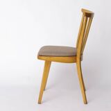 Vintage Beech Wood Kitchen Chair – 1960s German Design, Grey Upholstery