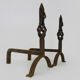 Large pair of cast iron chimney chenets. France 19th century