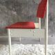 Coffre banquette vintage bois laqué blanc et tissus - 1970