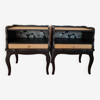 Pair of restored matte black bedside tables