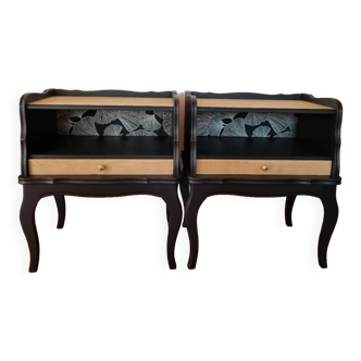 Pair of restored matte black bedside tables