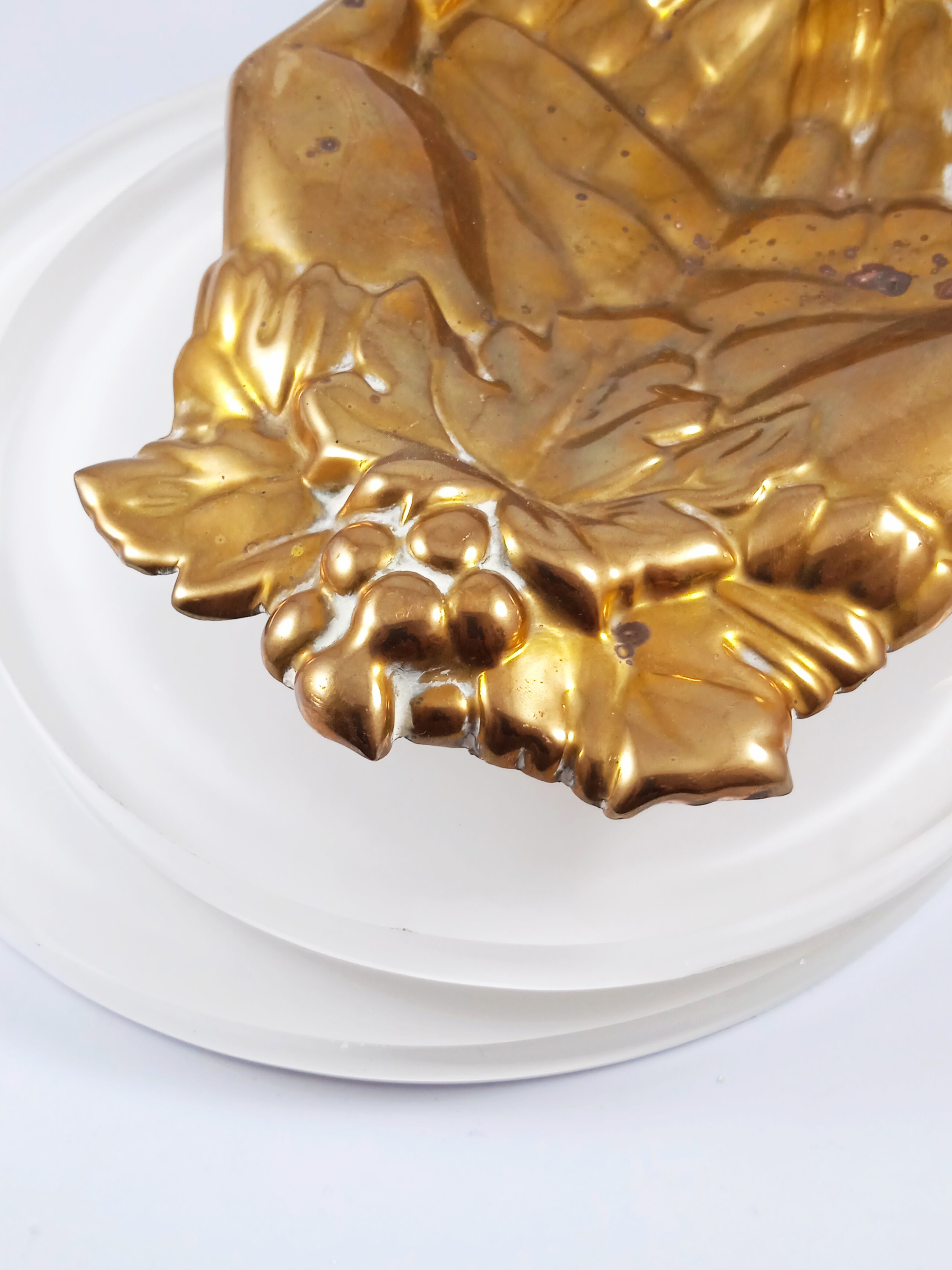 Antique hand-shaped brass soap holder
