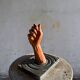 Walter De Buck "Het Hand" — Red-brown Wood Hand Sculpture on Dark Grey Concrete Base (1980)