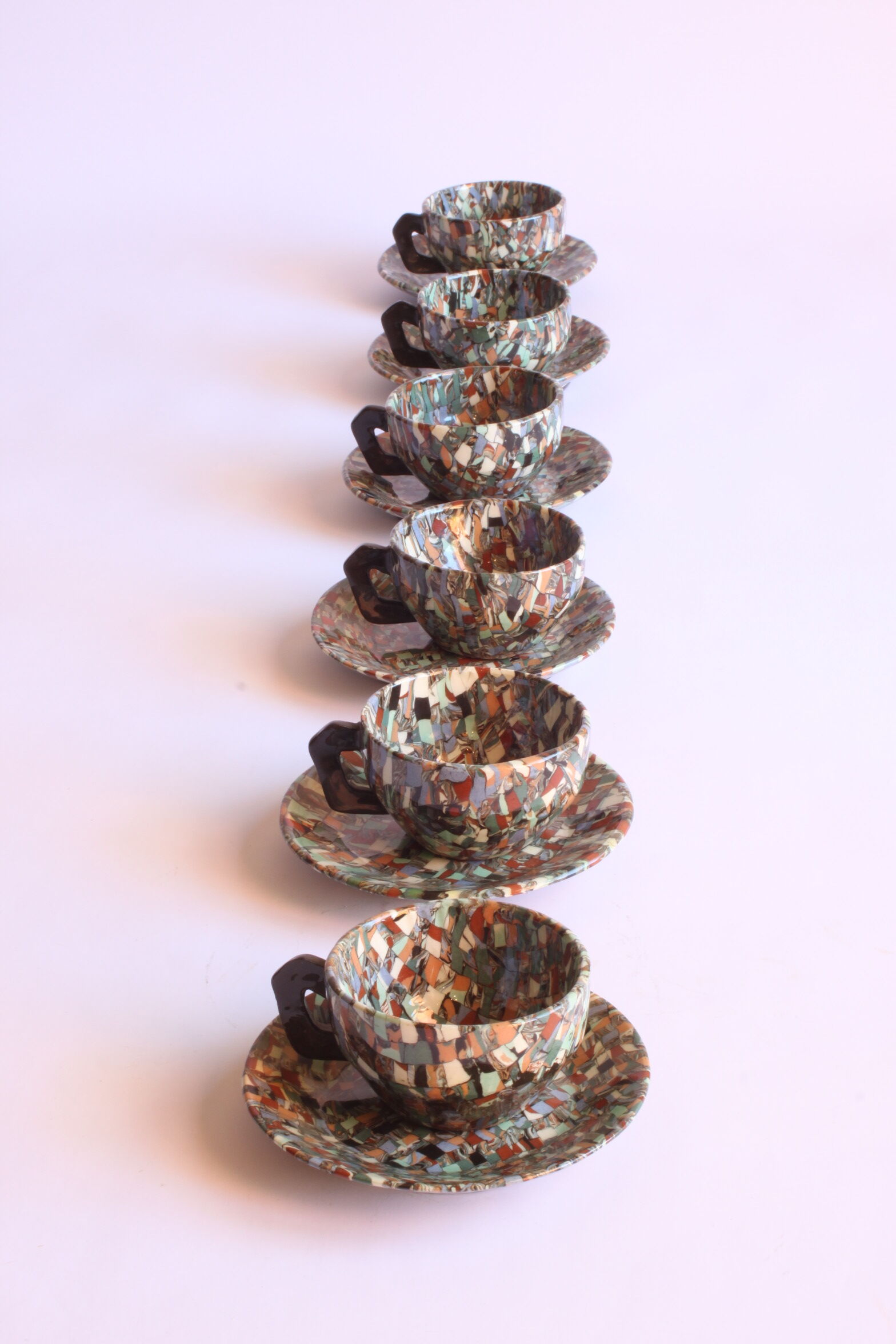 Neriage mosaic tea set by Jean Gerbino, Vallauris.