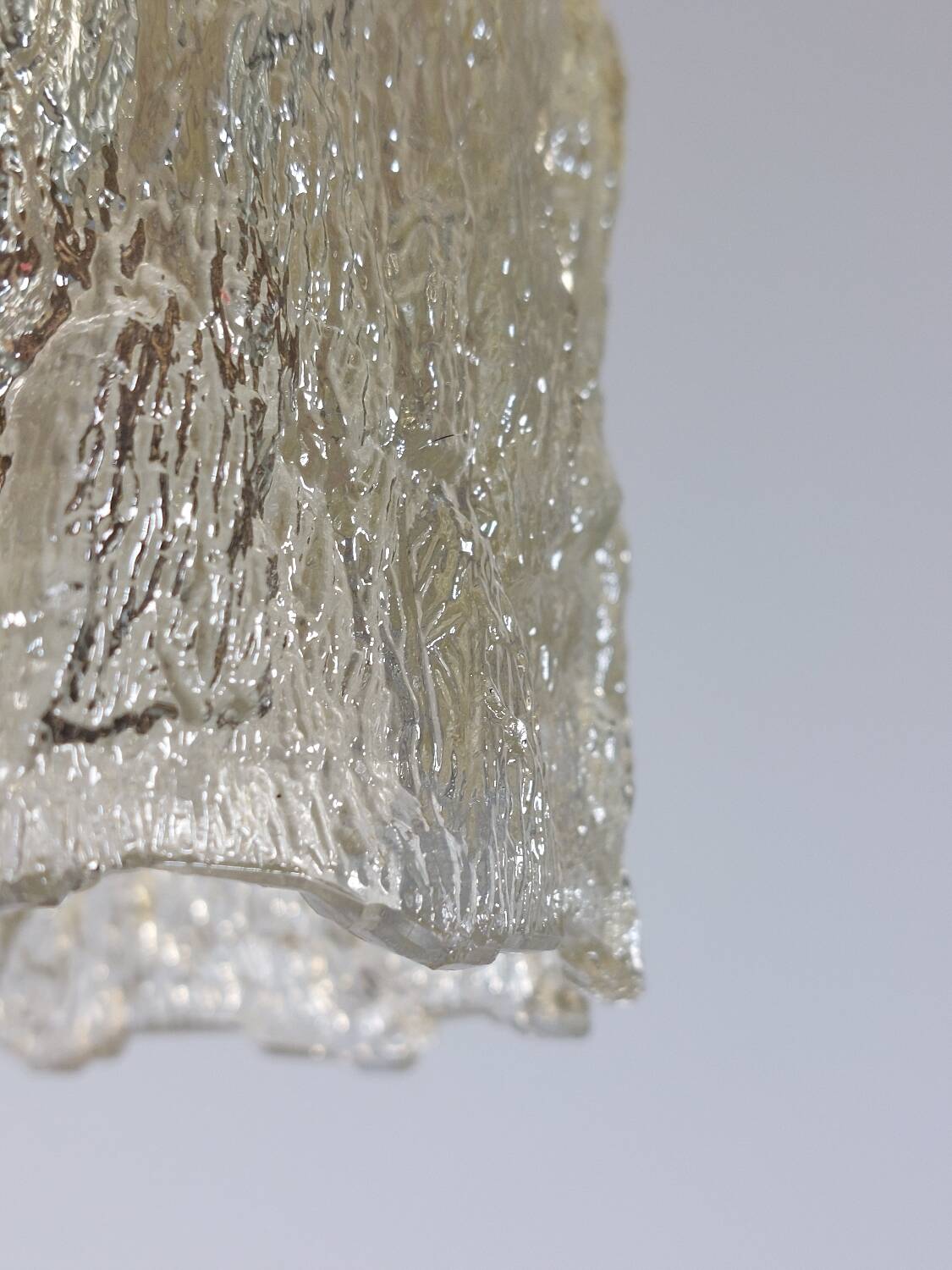 Vintage Mid Century Ice Glass Pendant Light 1970s