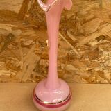 Old Pink Opaline Soliflore Vase + Vintage Gold & Camé Decor