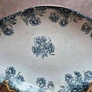 Ravier terre de fer Sté Amandinoise – modèle Oeillets – décor bleu ancien