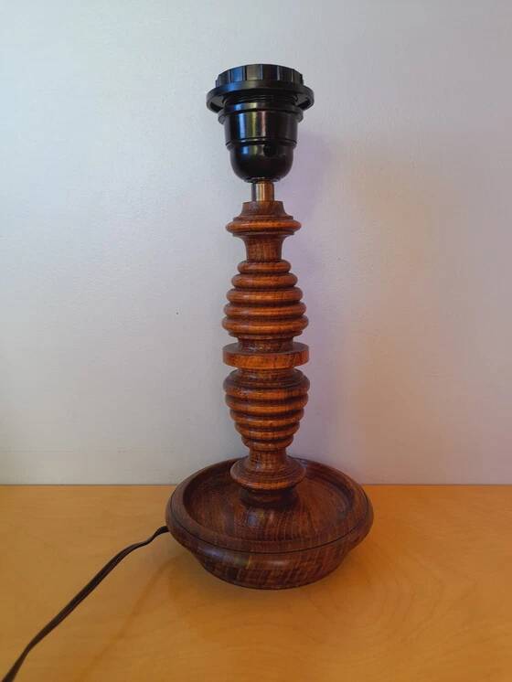 Turned wooden lamp base, 1970