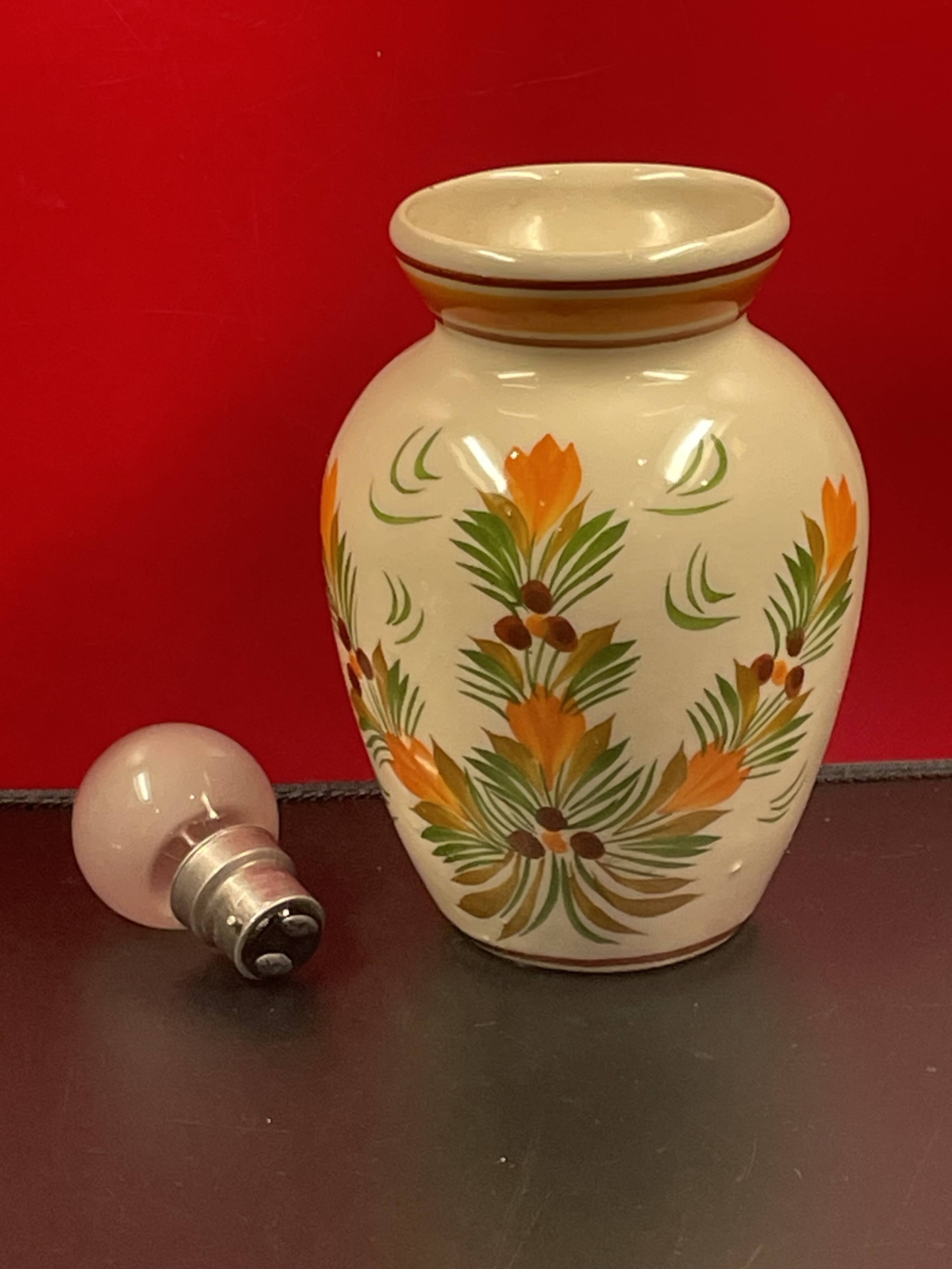 Quimper earthenware vase with floral decoration 19 cm