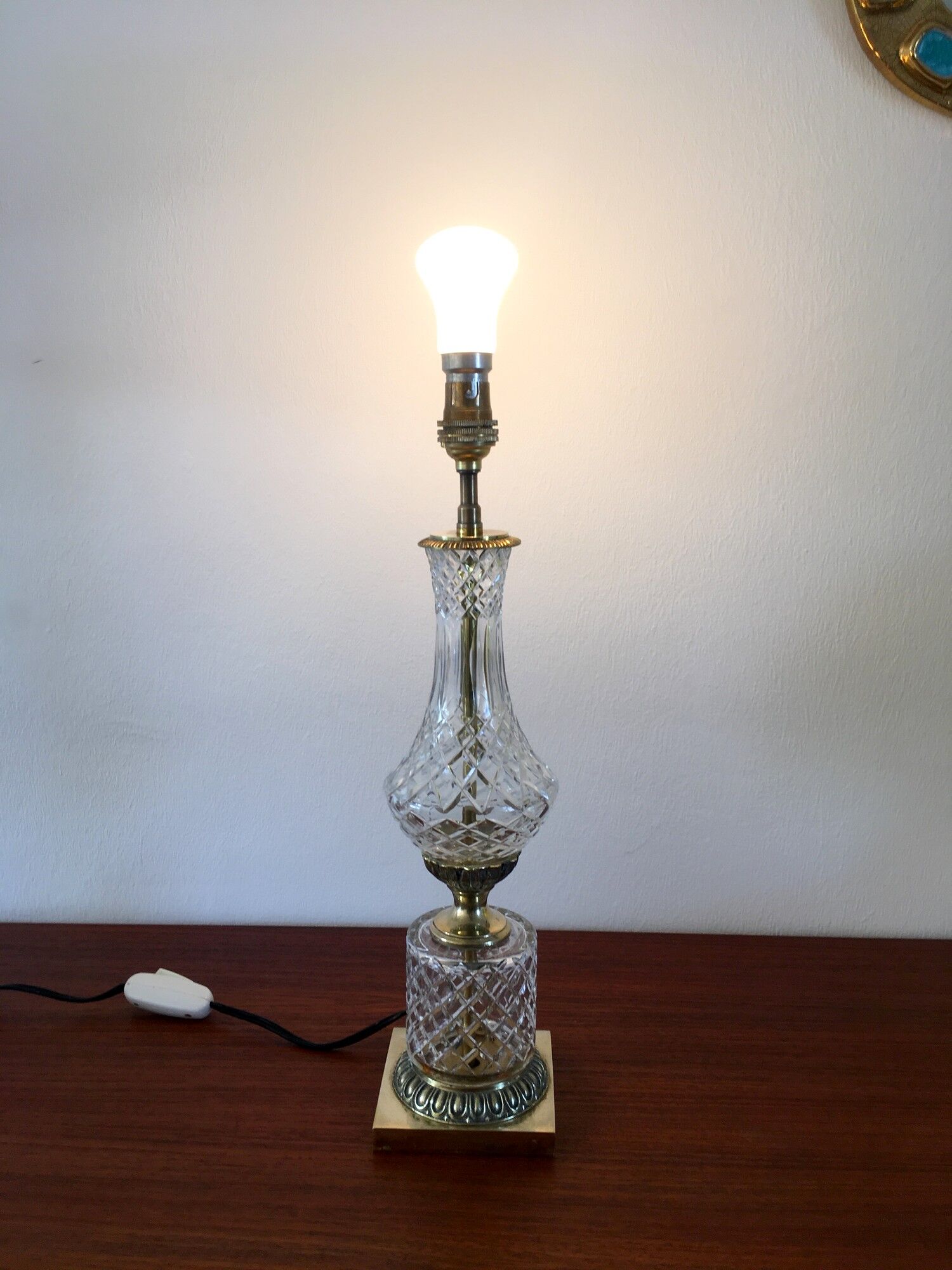 Glass and brass lamp 60s
