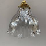 Holophane glass pendant with serrated edges