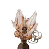 French Mid-century brass lamp with tulip shade, 1950s